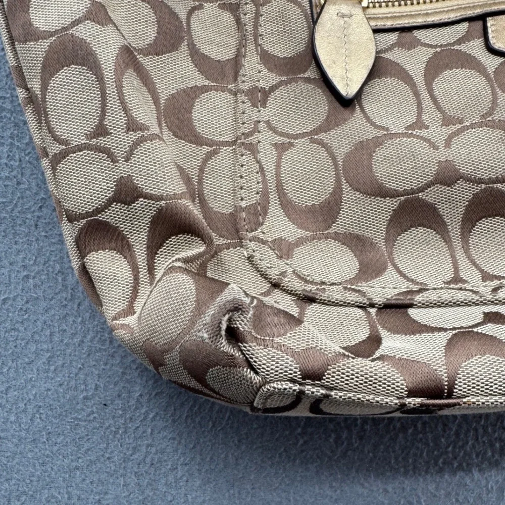 Coach Signature C Hobo Y2K Bag Medium Brown Gold F14691 Jacquard Shoulder Preppy